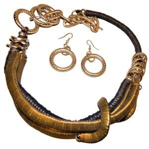 Unique Necklace/Choker Art + Earrings Set